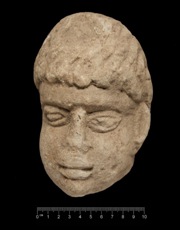 Binchester Roman Stone Head representing a local Romano-Celtic deity